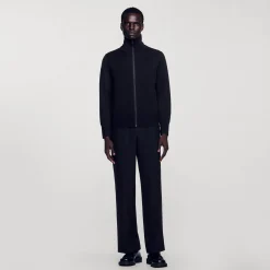 Homem Sandro Paris Cardiga De La Com Ziper