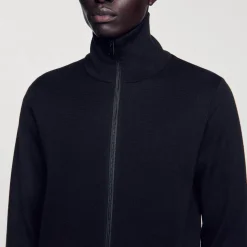 Homem Sandro Paris Cardiga De La Com Ziper