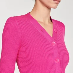 Mulheres Sandro Paris Cardiga De Malha Canelada