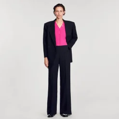 Mulheres Sandro Paris Cardiga De Malha Canelada