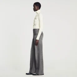 Mulheres Sandro Paris Cardiga De Malha Canelada