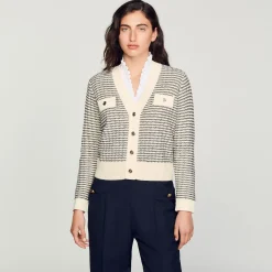 Mulheres Sandro Paris Cardiga De Trico Listrado