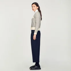 Mulheres Sandro Paris Cardiga De Trico Listrado