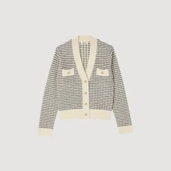 Mulheres Sandro Paris Cardiga De Trico Listrado