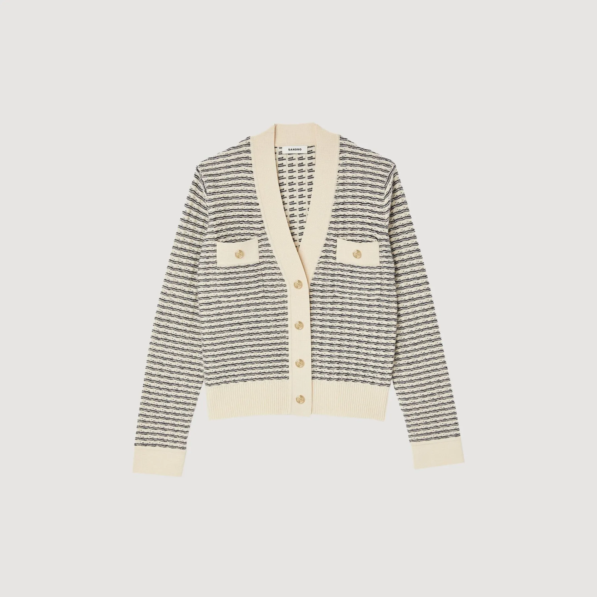 Mulheres Sandro Paris Cardiga De Trico Listrado