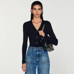 Mulheres Sandro Paris Cardiga De Viscose Certificado