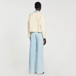 Mulheres Sandro Paris Cardiga Oversize De Dois Materiais