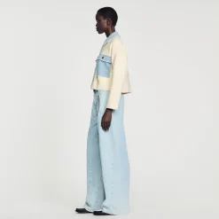 Mulheres Sandro Paris Cardiga Oversize De Dois Materiais