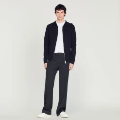 Homem Sandro Paris Cardigan Com Capuz E Ziper