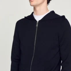 Homem Sandro Paris Cardigan Com Capuz E Ziper