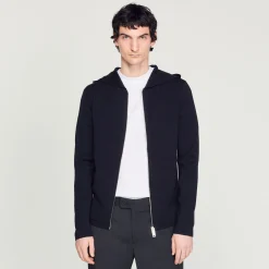 Homem Sandro Paris Cardigan Com Capuz E Ziper