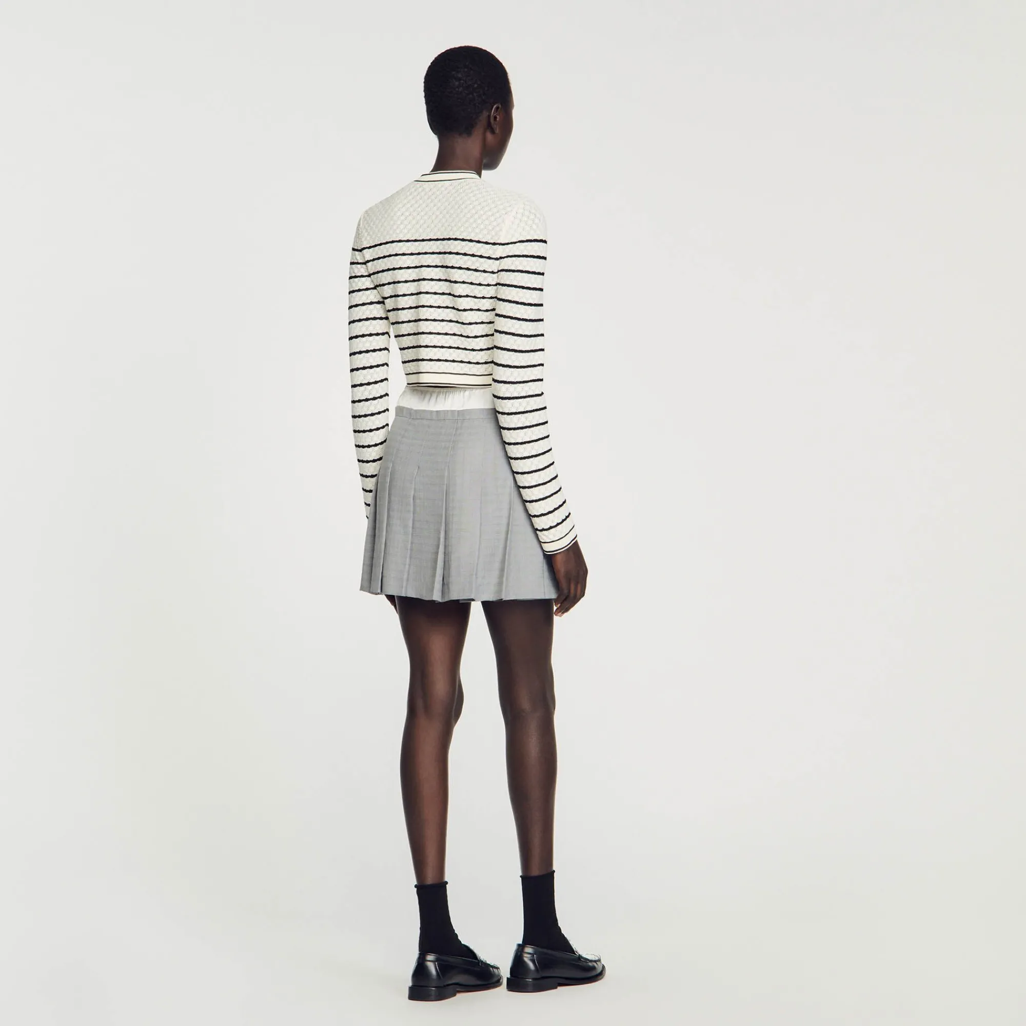 Mulheres Sandro Paris Cardigan Curto Listrado