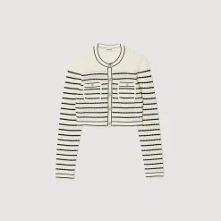 Mulheres Sandro Paris Cardigan Curto Listrado