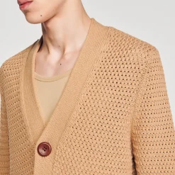 Homem Sandro Paris Cardigan De Malha Perfurada