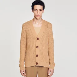 Homem Sandro Paris Cardigan De Malha Perfurada