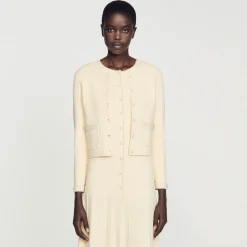 Mulheres Sandro Paris Cardigan Embelezado Com Pedra