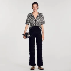 Mulheres Sandro Paris Cardigan Jacquard Floral