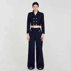 Mulheres Sandro Paris Casaco Curto Trespassado