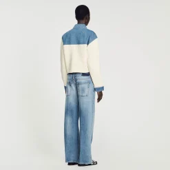 Mulheres Sandro Paris Casaco De Dois Materiais