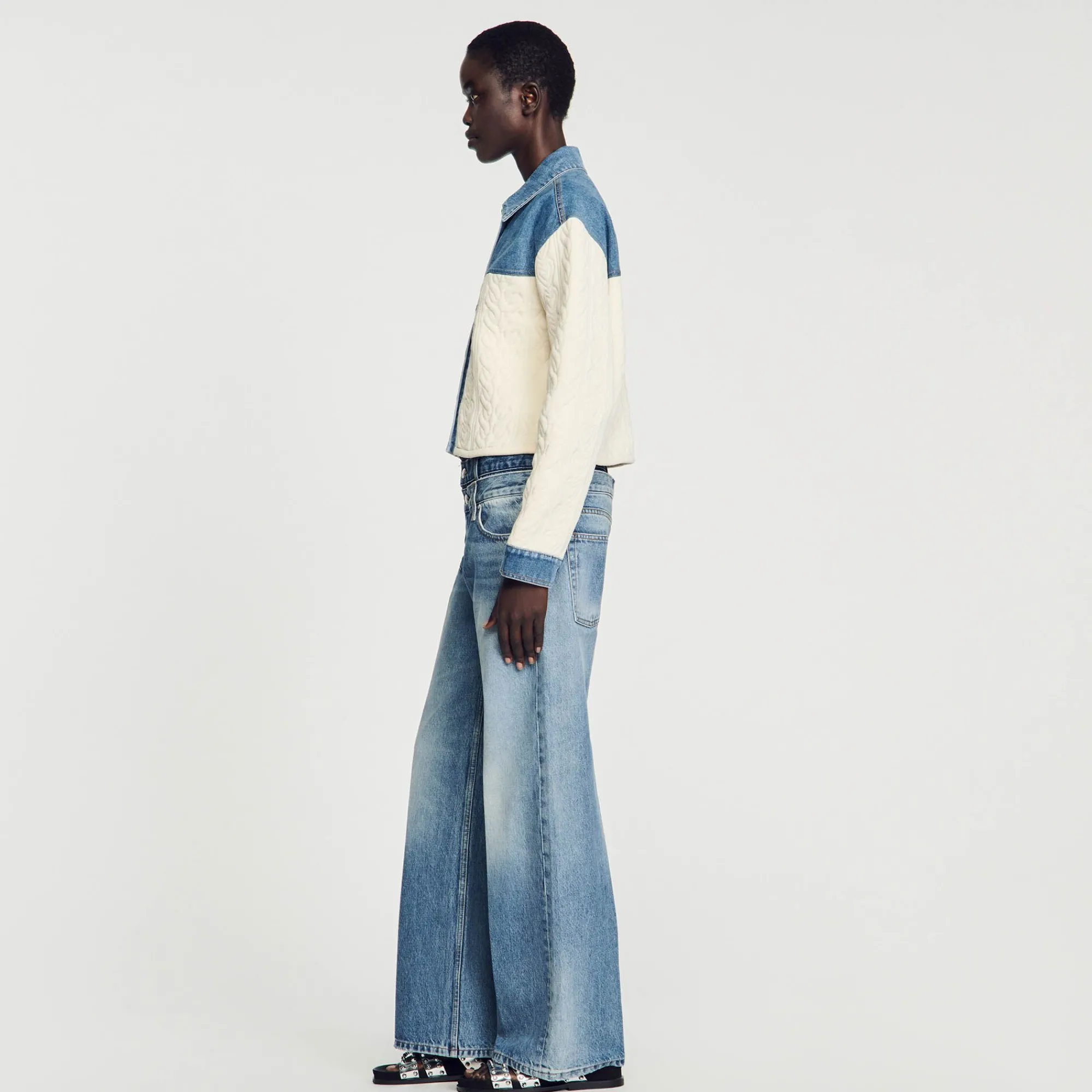 Mulheres Sandro Paris Casaco De Dois Materiais