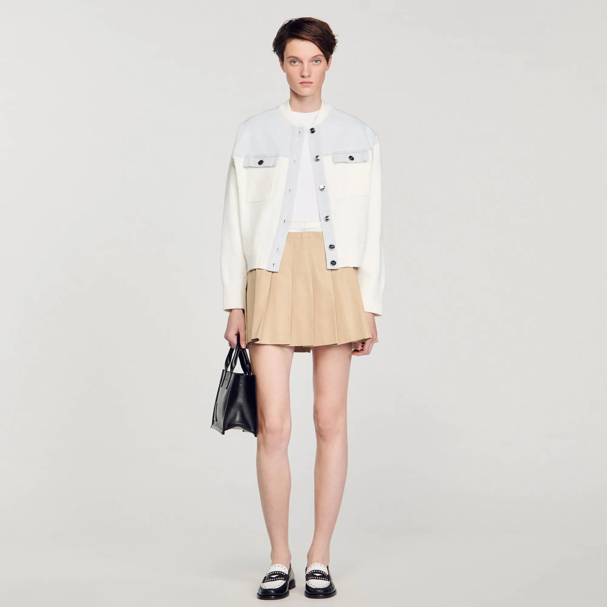 Mulheres Sandro Paris Casaco De Dois Materiais