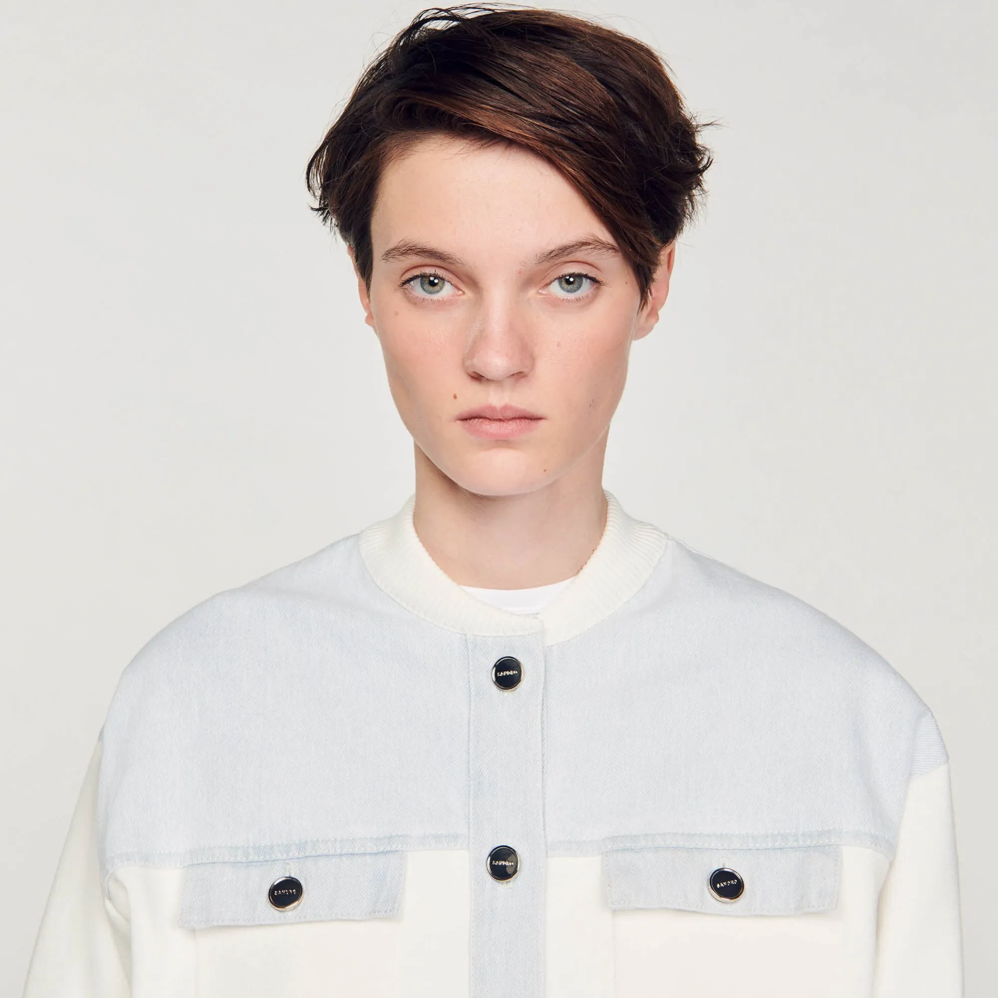 Mulheres Sandro Paris Casaco De Dois Materiais