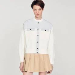 Mulheres Sandro Paris Casaco De Dois Materiais