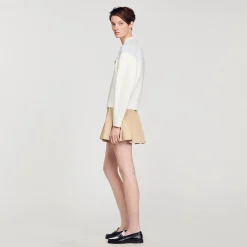 Mulheres Sandro Paris Casaco De Dois Materiais