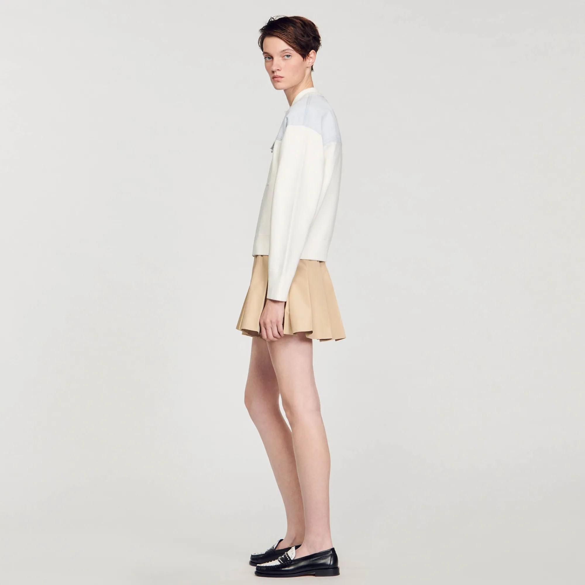 Mulheres Sandro Paris Casaco De Dois Materiais