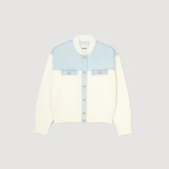 Mulheres Sandro Paris Casaco De Dois Materiais