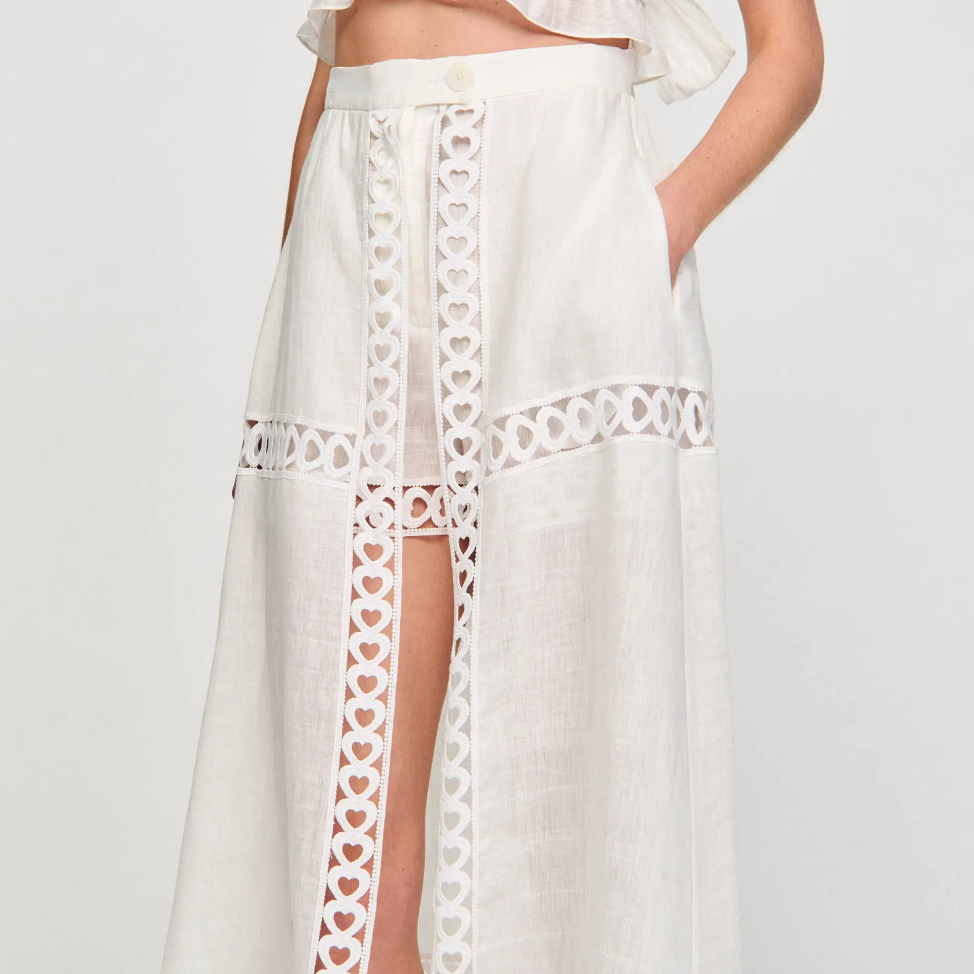 Mulheres Sandro Paris Culotes Longos Em Mistura De Linho