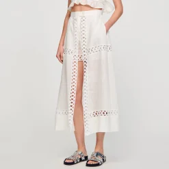 Mulheres Sandro Paris Culotes Longos Em Mistura De Linho