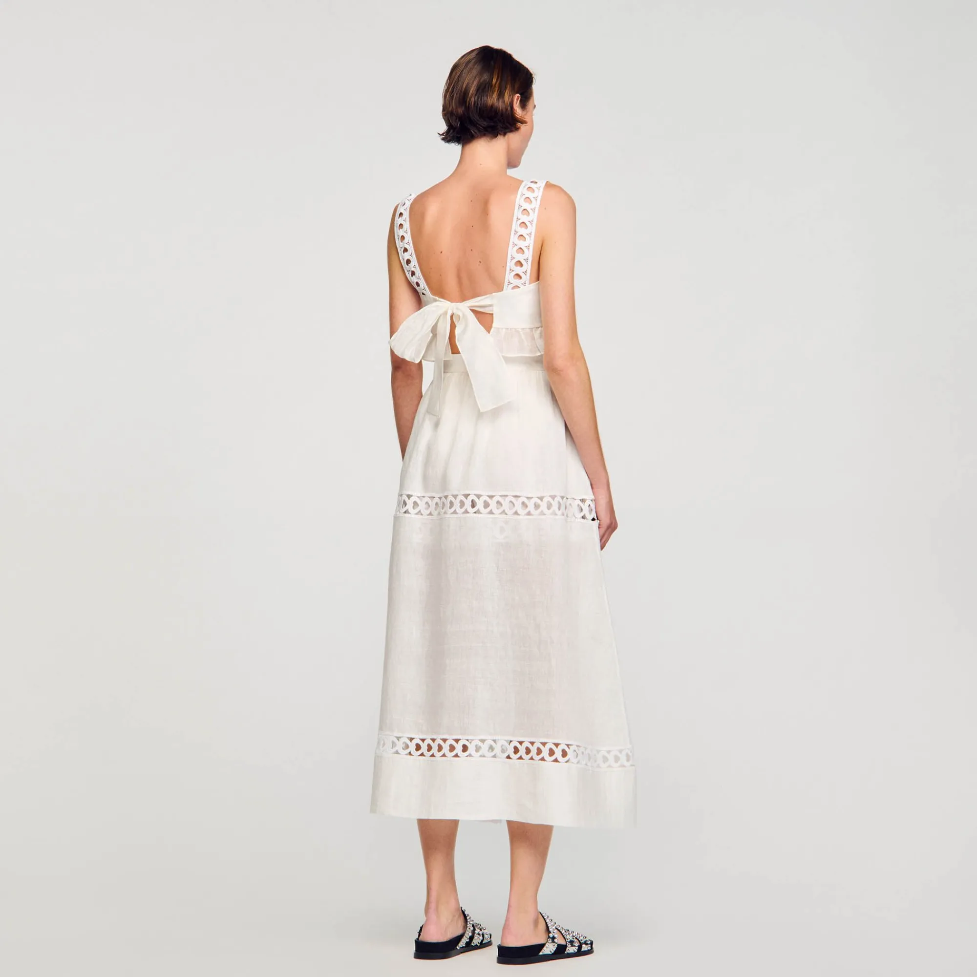 Mulheres Sandro Paris Culotes Longos Em Mistura De Linho