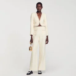 Mulheres Sandro Paris Jaqueta Curta De Sarja