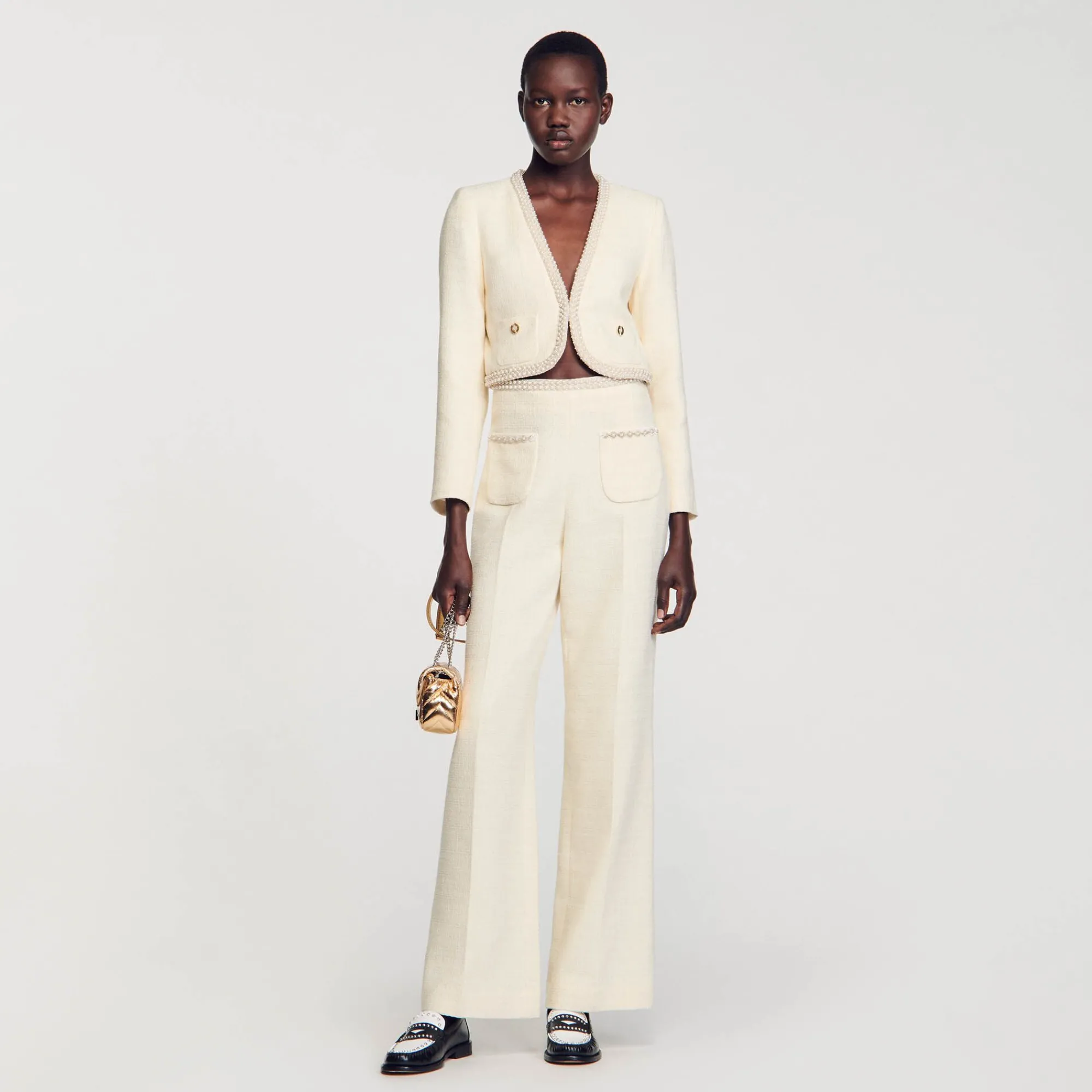 Mulheres Sandro Paris Jaqueta Curta De Sarja