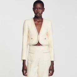 Mulheres Sandro Paris Jaqueta Curta De Sarja