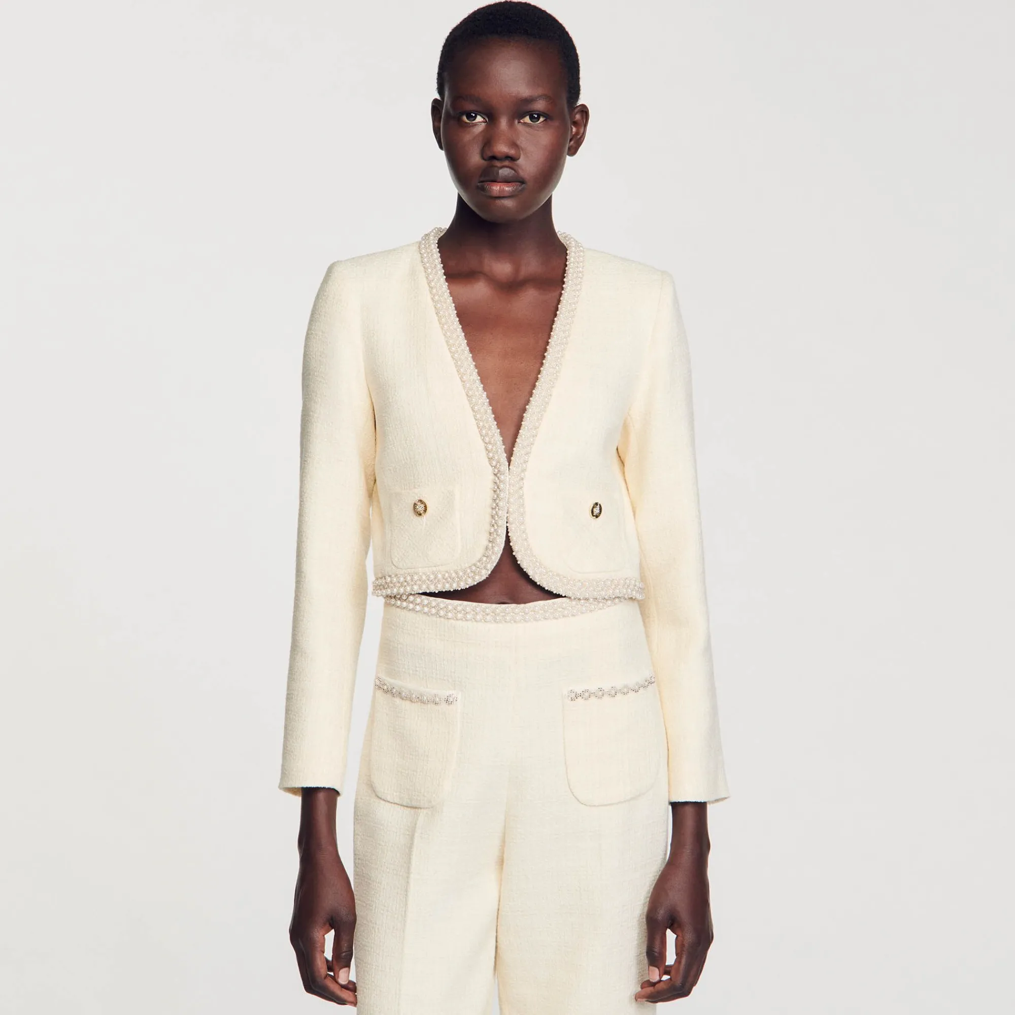 Mulheres Sandro Paris Jaqueta Curta De Sarja