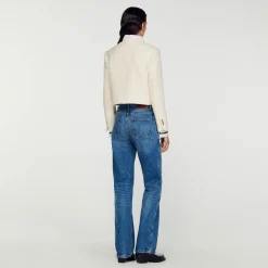 Mulheres Sandro Paris Jaqueta Curta De Tecido Atoalhado