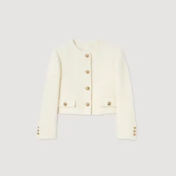 Mulheres Sandro Paris Jaqueta Curta De Tecido Atoalhado