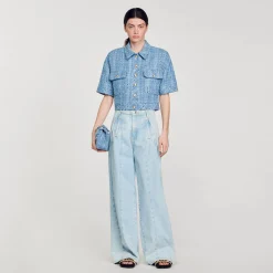 Mulheres Sandro Paris Jaqueta Curta De Tweed