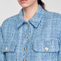 Mulheres Sandro Paris Jaqueta Curta De Tweed