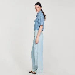 Mulheres Sandro Paris Jaqueta Curta De Tweed