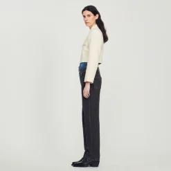 Mulheres Sandro Paris Jaqueta Curta De Tweed Com Botoes