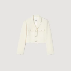 Mulheres Sandro Paris Jaqueta Curta De Tweed Com Botoes