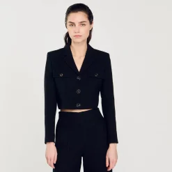 Mulheres Sandro Paris Jaqueta Curta De Tweed Com Botoes