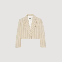 Mulheres Sandro Paris Jaqueta Curta Listrada