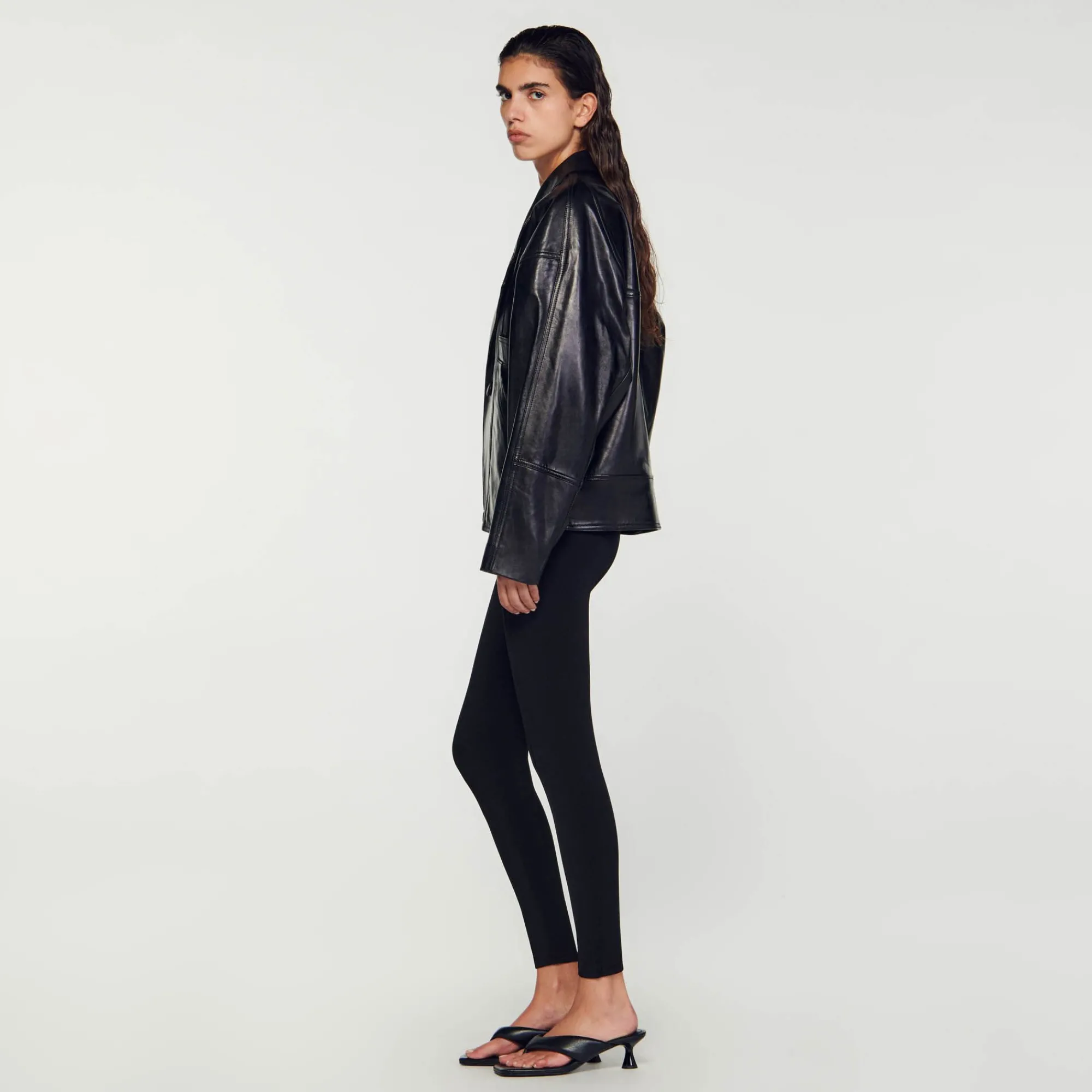 Mulheres Sandro Paris Jaqueta De Couro Grande