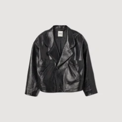 Mulheres Sandro Paris Jaqueta De Couro Grande