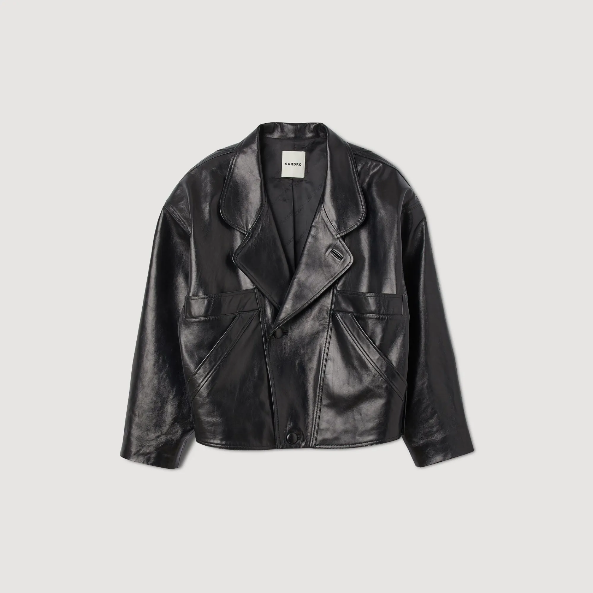 Mulheres Sandro Paris Jaqueta De Couro Grande