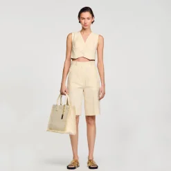 Mulheres Sandro Paris Jaqueta De Mistura De Linho